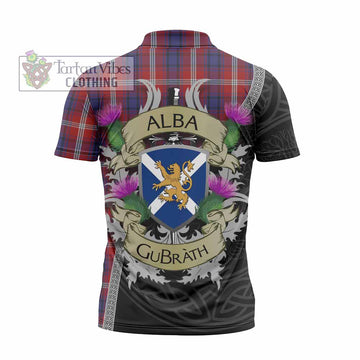 Ainslie Tartan Family Crest Zipper Polo Shirt Lion Rampant Royal Thistle Shield Celtic Inspired - Tartan Vibes Clothing