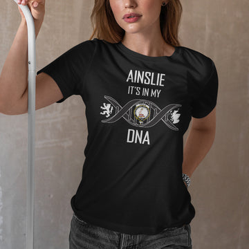 Ainslie Family Crest DNA In Me Womens Cotton T Shirt