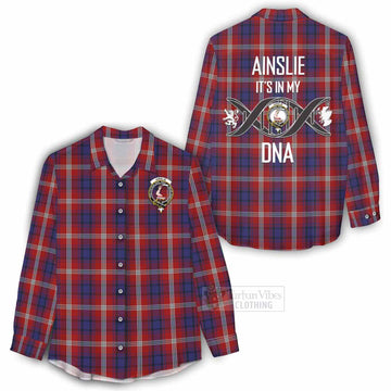 Ainslie Tartan Women's Casual Shirt with Family Crest DNA In Me Style - Tartan Vibes Clothing