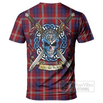 Ainslie Tartan T-Shirt with Family Crest Celtic Skull Style - Tartan Vibes Clothing