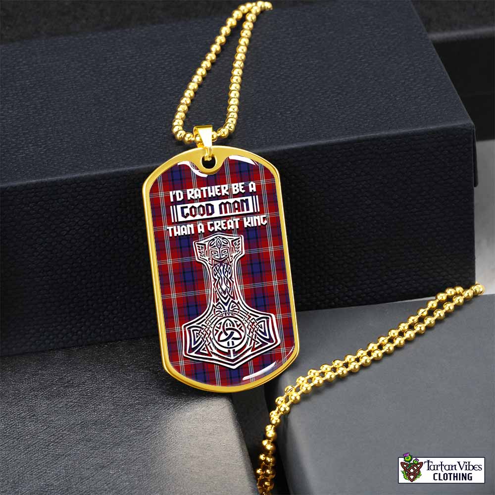 Ainslie Tartan Dog Tag Necklace Viking Mjolnir Style Gold No - Tartan Vibes Clothing