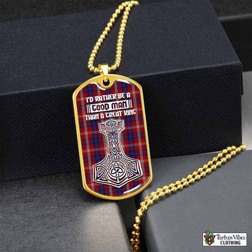 Tartan Vibes Clothing Ainslie Tartan Dog Tag Necklace Viking Mjolnir Style