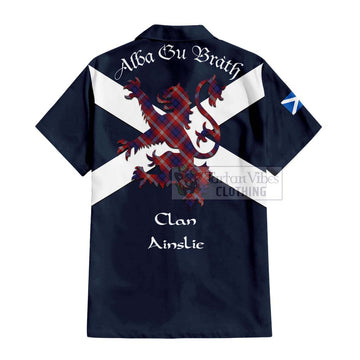 Ainslie Tartan Lion Rampant Hawaiian Shirt Proudly Display Your Heritage with Alba Gu Brath and Clan Name - Tartan Vibes Clothing