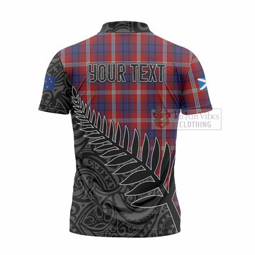 Ainslie Crest Tartan Zipper Polo Shirt with New Zealand Silver Fern Half Style - Tartan Vibes Clothing