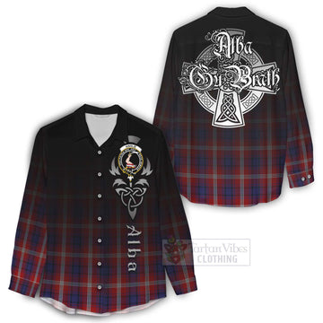Ainslie Tartan Women's Casual Shirt Featuring Alba Gu Brath Family Crest Celtic Inspired - Tartan Vibes Clothing