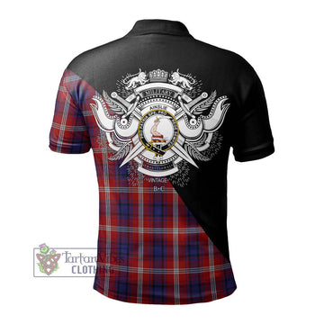Ainslie Tartan Polo Shirt with Family Crest and Military Logo Style - Tartan Vibes Clothing