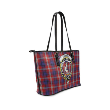 Ainslie Tartan Leather Tote Bag with Family Crest