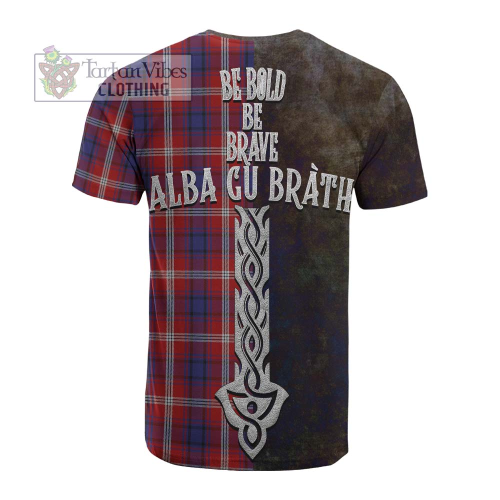 Tartan Vibes Clothing Ainslie Tartan Family Crest Cotton T-shirt Alba Gu Brath Be Brave Lion Ancient Style