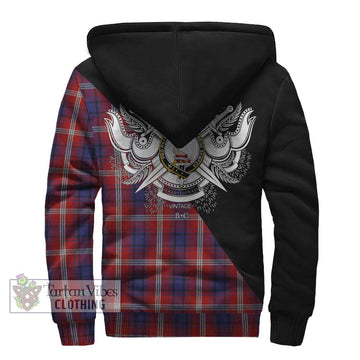 Ainslie Tartan Sherpa Hoodie with Family Crest and Military Logo Style - Tartan Vibes Clothing