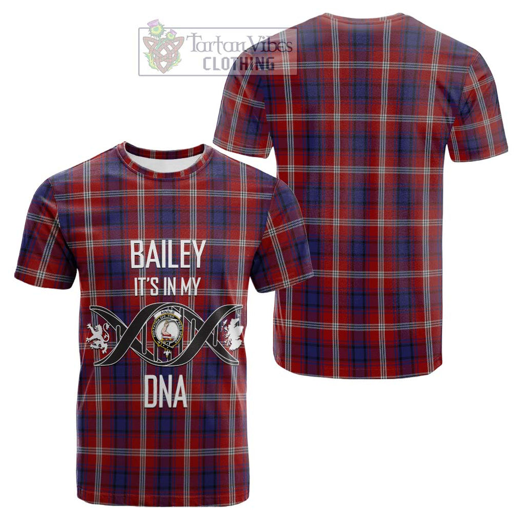 Tartan Vibes Clothing Ainslie Tartan Cotton T-shirt with Family Crest DNA In Me Style