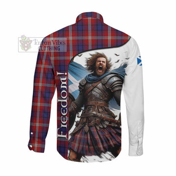 Ainslie Crest Tartan Long Sleeve Button Shirt Inspired by the Freedom of Scottish Warrior Men's Shirt - Tartan Vibes Clothing