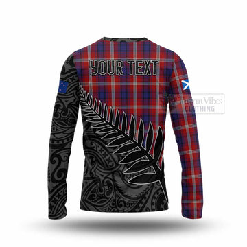 Ainslie Crest Tartan Long Sleeve T-Shirt with New Zealand Silver Fern Half Style - Tartan Vibes Clothing