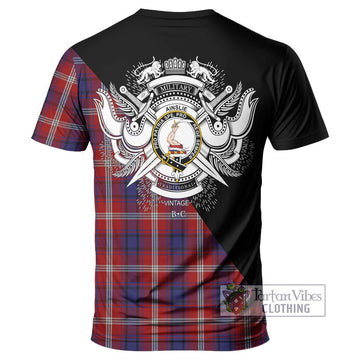 Ainslie Tartan T-Shirt with Family Crest and Military Logo Style - Tartan Vibes Clothing