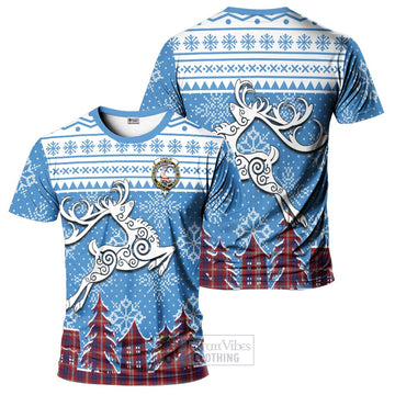 Ainslie Clan Christmas T-Shirt Celtic Reindeer Style - Tartan Vibes Clothing