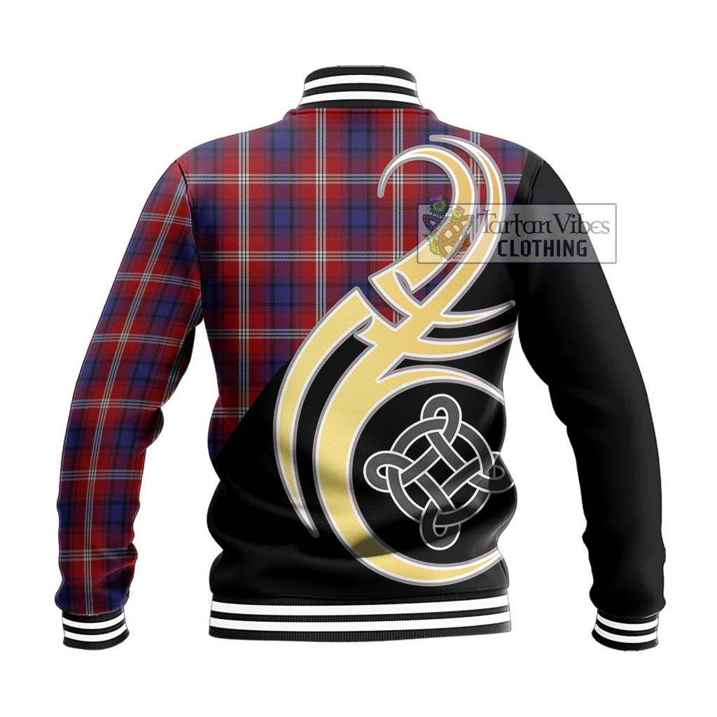 Ainslie Tartan Baseball Jacket with Family Crest and Celtic Symbol Style - Tartan Vibes Clothing