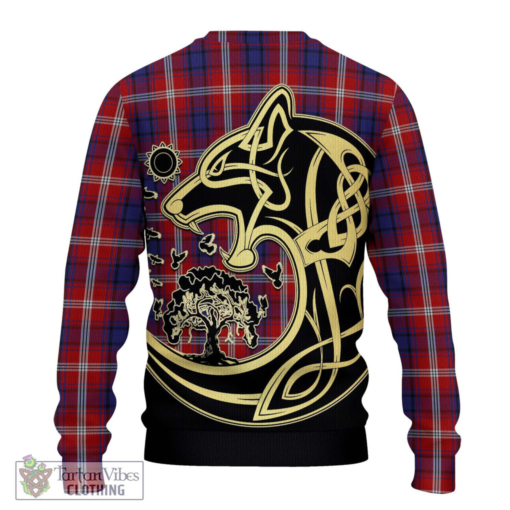 Ainslie Tartan Ugly Sweater with Family Crest Celtic Wolf Style - Tartan Vibes Clothing