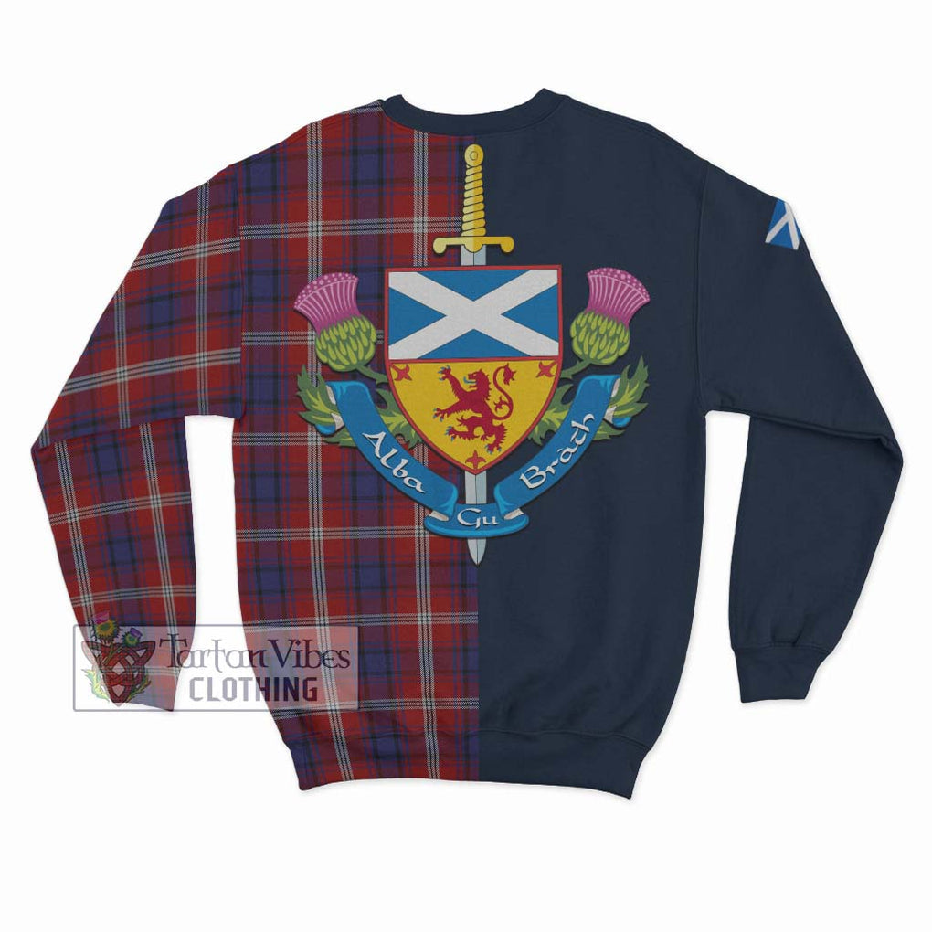 Ainslie Tartan Sweatshirt Alba with Scottish Lion Royal Arm Half Style - Tartan Vibes Clothing