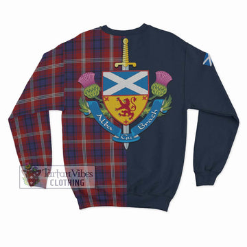 Ainslie Tartan Sweatshirt Alba with Scottish Lion Royal Arm Half Style - Tartan Vibes Clothing