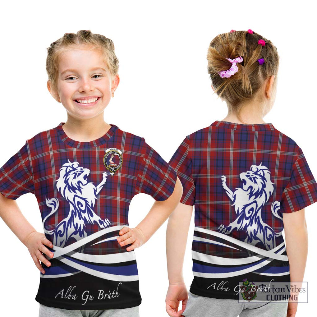 Ainslie Tartan Kid T-Shirt with Alba Gu Brath Regal Lion Emblem - Tartan Vibes Clothing