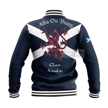 Ainslie Tartan Lion Rampant Baseball Jacket Proudly Display Your Heritage with Alba Gu Brath and Clan Name - Tartan Vibes Clothing