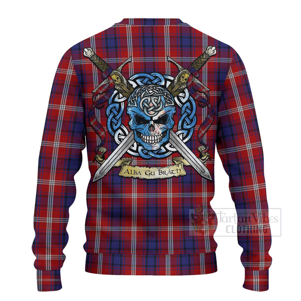 Ainslie Tartan Ugly Sweater with Family Crest Celtic Skull Style - Tartan Vibes Clothing