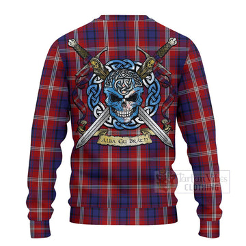 Ainslie Tartan Ugly Sweater with Family Crest Celtic Skull Style - Tartan Vibes Clothing