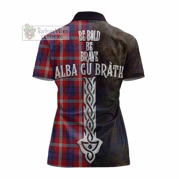 Ainslie Tartan Family Crest Women's Polo Shirt Alba Gu Brath Be Brave Lion Ancient Style - Tartan Vibes Clothing