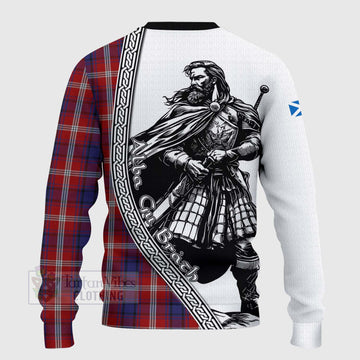 Ainslie Tartan Clan Crest Knitted Sweater with Highlander Warrior Celtic Style - Tartan Vibes Clothing