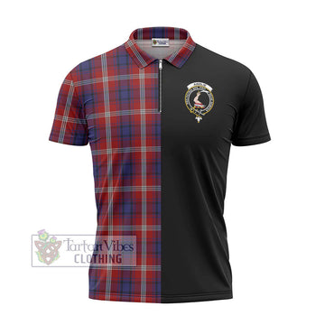Ainslie Tartan Zipper Polo Shirt with Family Crest and Half Of Me Style - Tartan Vibes Clothing