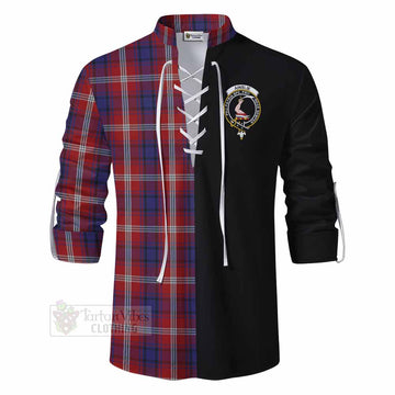 Ainslie Tartan Ghillie Kilt Shirt with Family Crest and Half Of Me Style - Tartan Vibes Clothing