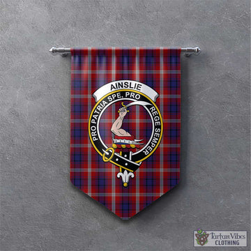 Tartan Vibes Clothing Ainslie Tartan Gonfalon, Tartan Banner with Family Crest