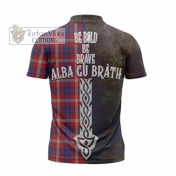 Ainslie Tartan Family Crest Zipper Polo Shirt Alba Gu Brath Be Brave Lion Ancient Style - Tartan Vibes Clothing