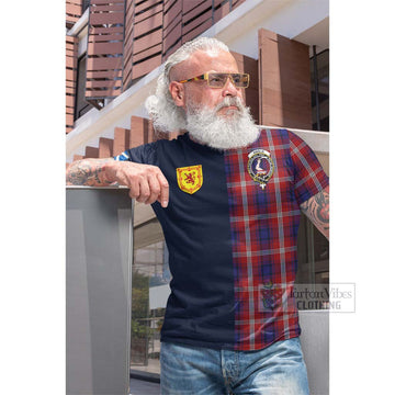 Ainslie Tartan Cotton T-shirt Alba with Scottish Lion Royal Arm Half Style Men's Shirt - Tartan Vibes Clothing