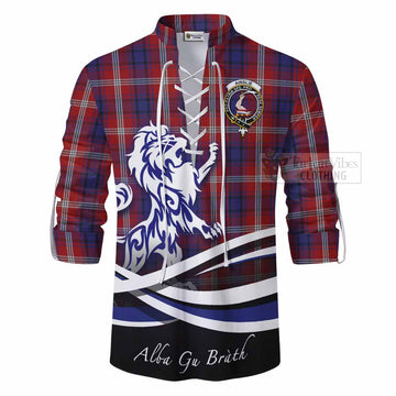 Ainslie Tartan Ghillie Kilt Shirt with Alba Gu Brath Regal Lion Emblem - Tartan Vibes Clothing