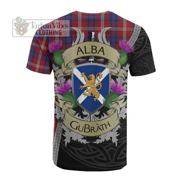 Tartan Vibes Clothing Ainslie Tartan Family Crest Cotton T-shirt Lion Rampant Royal Thistle Shield Celtic Inspired