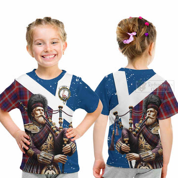 Ainslie Tartan Kid T-Shirt with Family Crest Scottish Bagpiper Vibes - Tartan Vibes Clothing