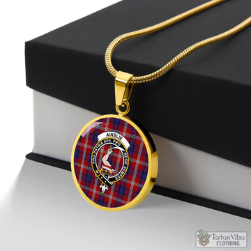 Ainslie Tartan Circle Necklace with Family Crest