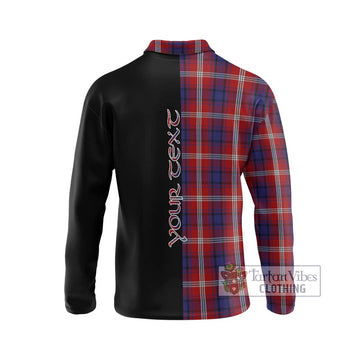 Ainslie Tartan Long Sleeve Polo Shirt with Family Crest and Half Of Me Style - Tartan Vibes Clothing