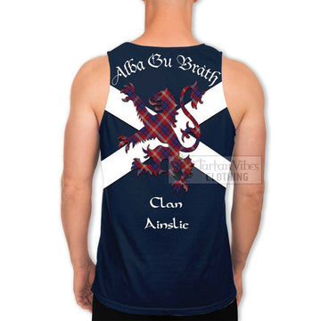 Ainslie Tartan Lion Rampant Men's Tank Top Proudly Display Your Heritage with Alba Gu Brath and Clan Name - Tartan Vibes Clothing