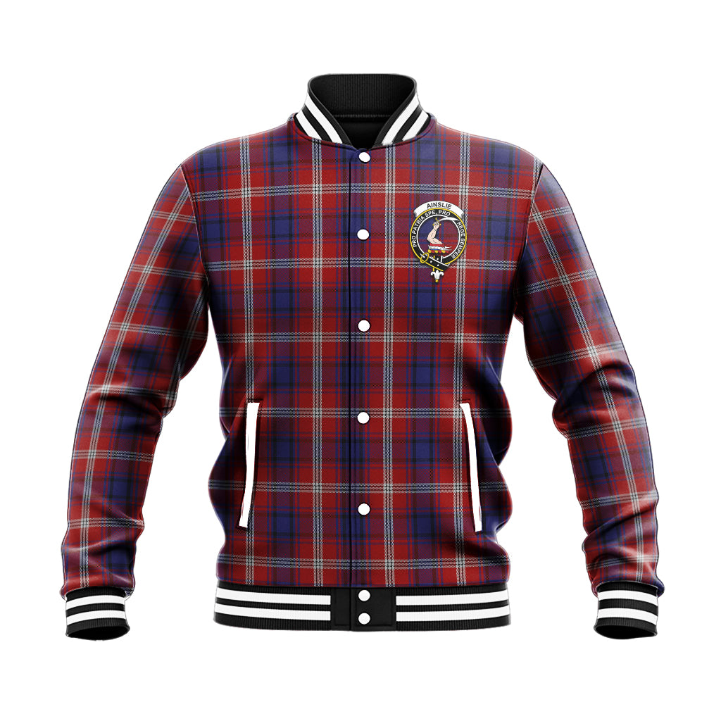 Ainslie Tartan Baseball Jacket with Family Crest - Tartan Vibes Clothing