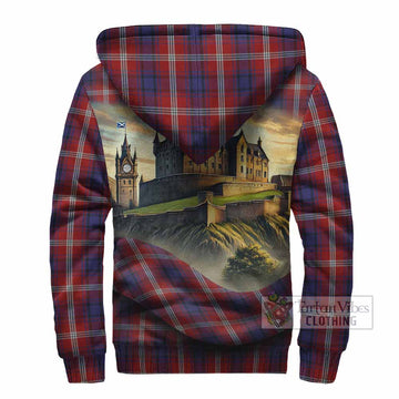 Ainslie Tartan Family Crest Sherpa Hoodie with Scottish Ancient Castle Style - Tartan Vibes Clothing