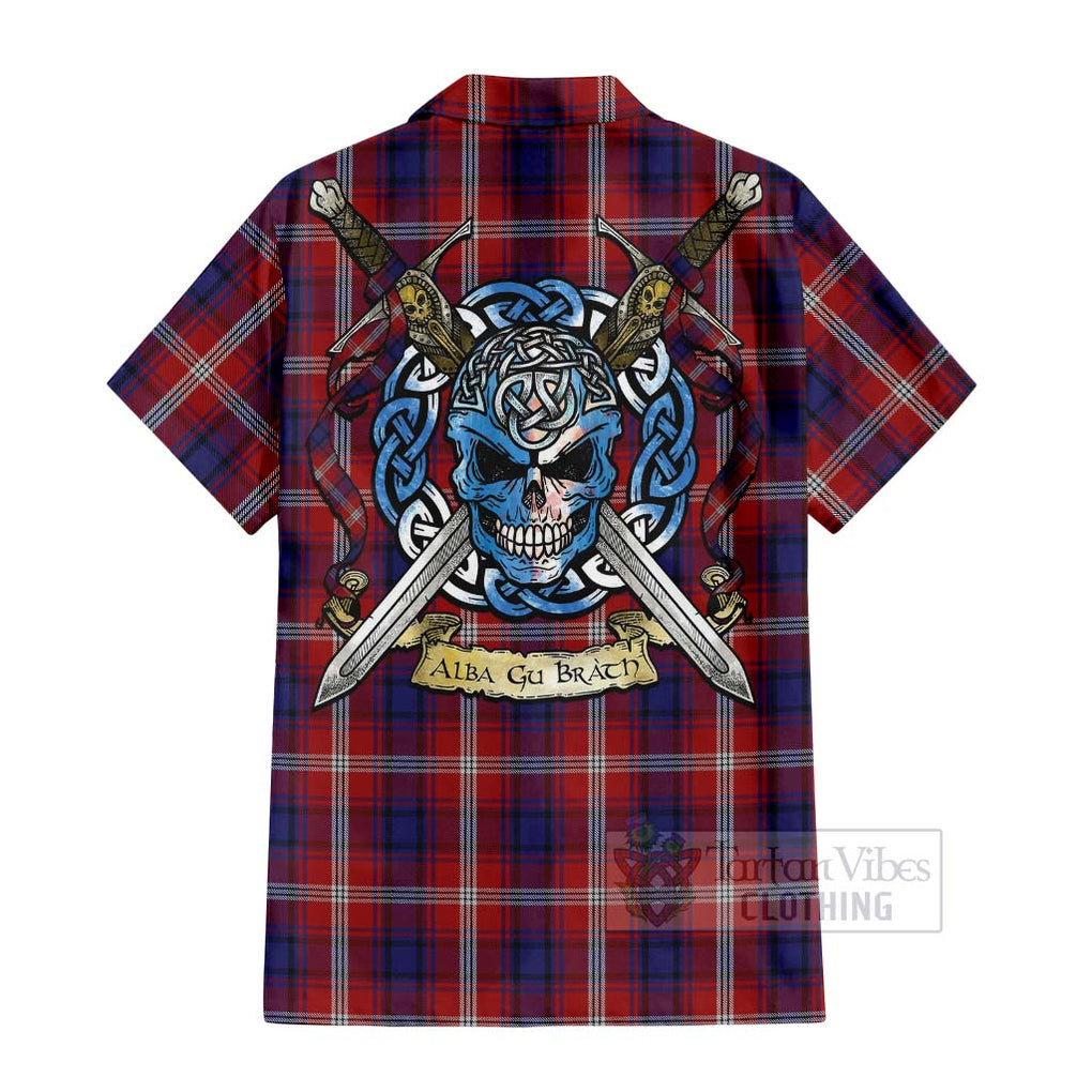 Ainslie Tartan Hawaiian Shirt with Family Crest Celtic Skull Style - Tartan Vibes Clothing