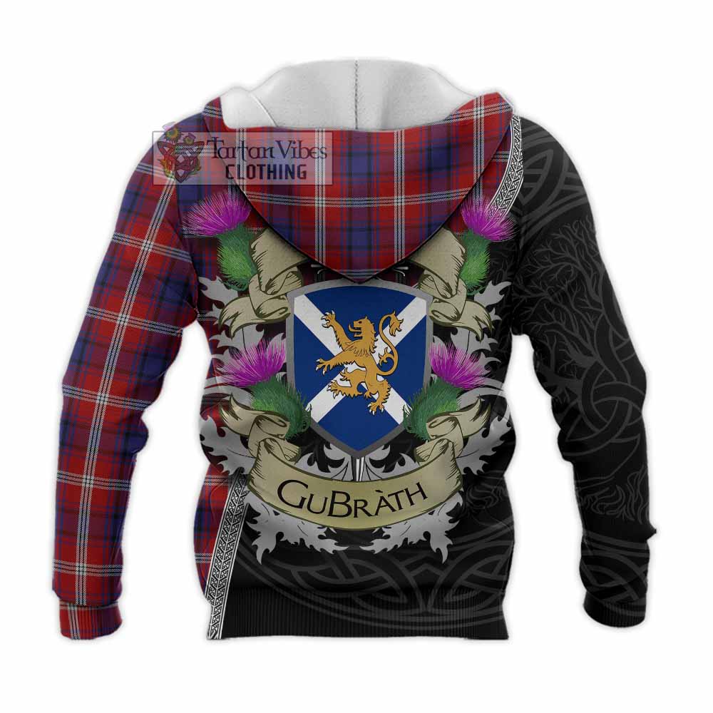 Tartan Vibes Clothing Ainslie Tartan Family Crest Knitted Hoodie Lion Rampant Royal Thistle Shield Celtic Inspired