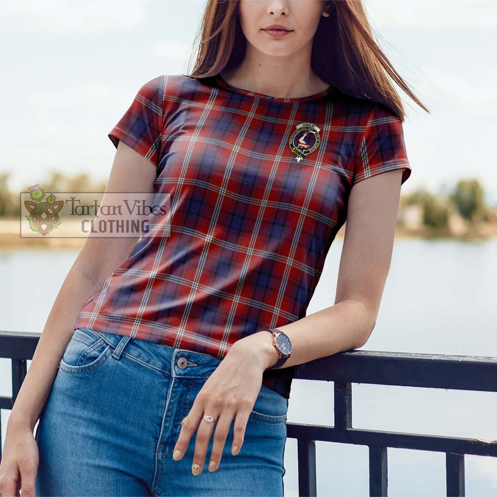 Ainslie Tartan Cotton T-Shirt with Family Crest Women's Shirt - Tartanvibesclothing Shop