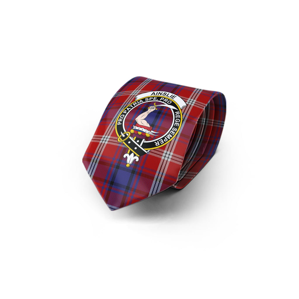 Ainslie Tartan Classic Necktie with Family Crest - Tartan Vibes Clothing