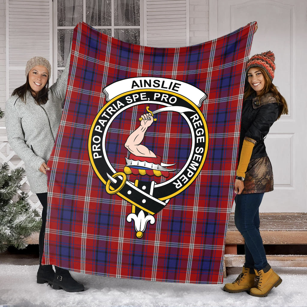 Ainslie Tartan Blanket with Family Crest - Tartan Vibes Clothing