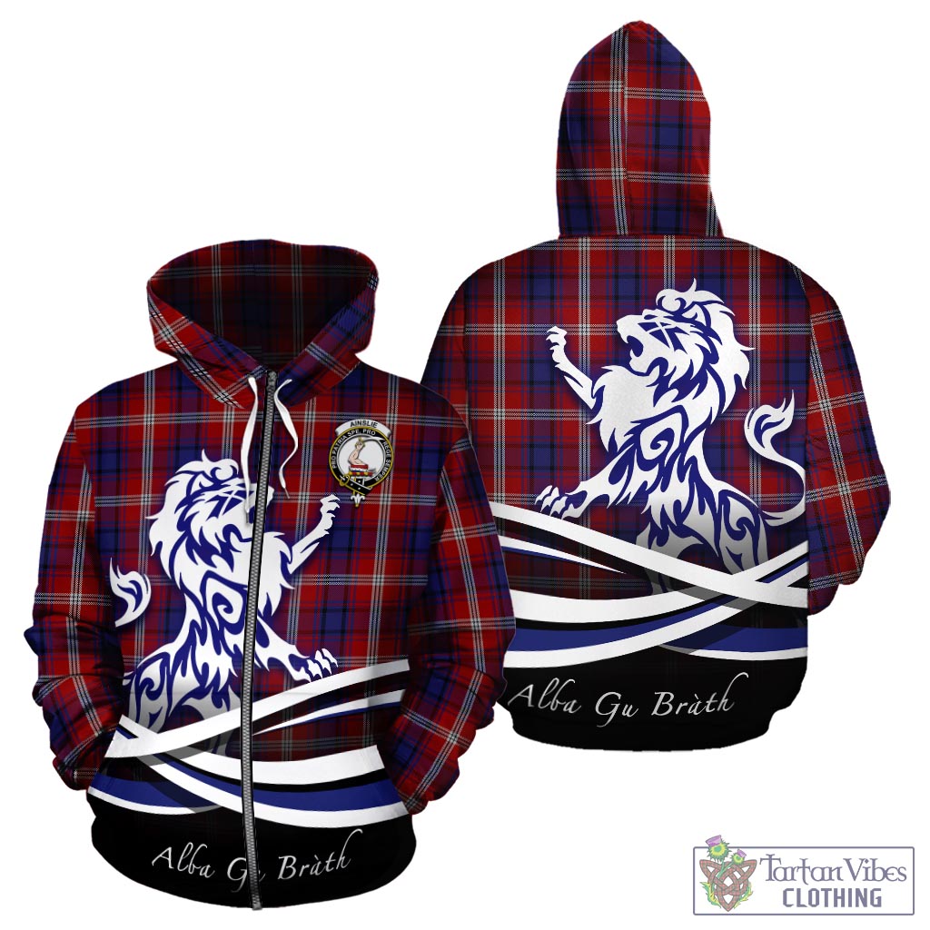 Ainslie Tartan Hoodie with Alba Gu Brath Regal Lion Emblem - Tartan Vibes Clothing