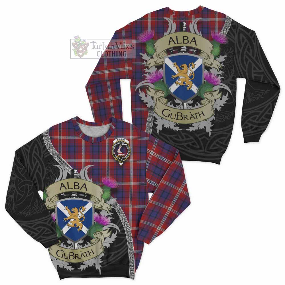 Ainslie Tartan Family Crest Sweatshirt Lion Rampant Royal Thistle Shield Celtic Inspired - Tartan Vibes Clothing