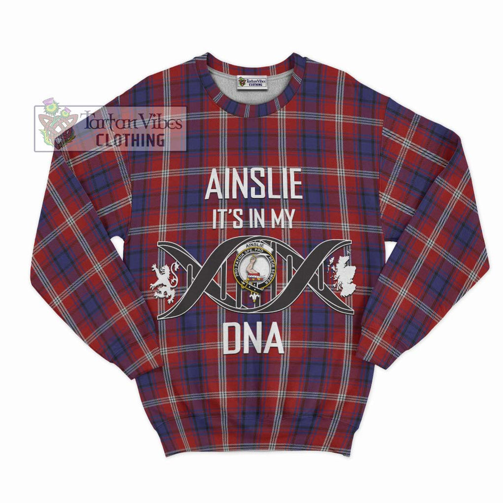 Ainslie Tartan Sweatshirt with Family Crest DNA In Me Style - Tartan Vibes Clothing