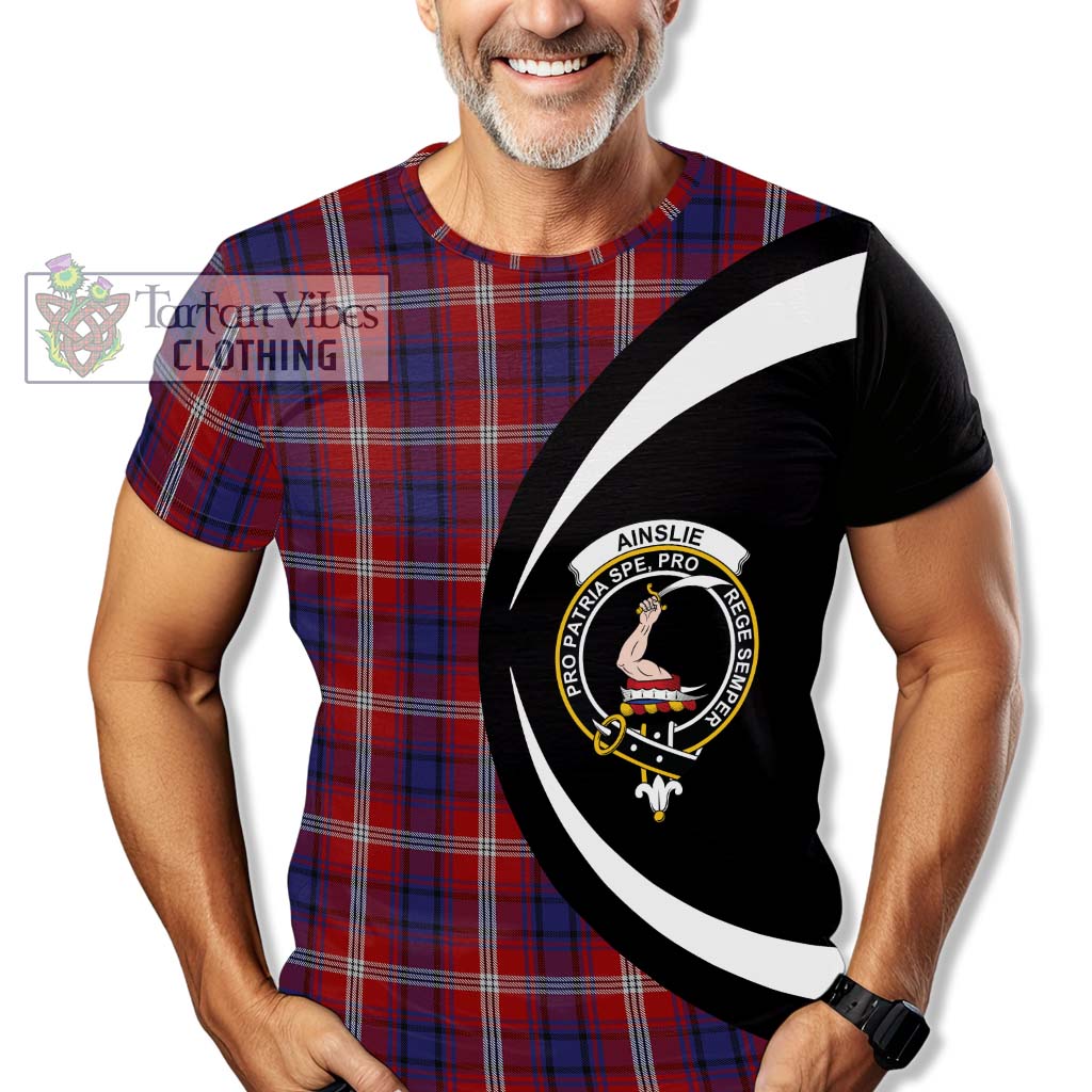 Ainslie Tartan T-Shirt with Family Crest Circle Style - Tartan Vibes Clothing